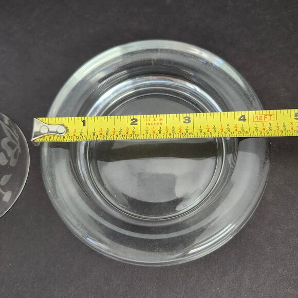 Vintage Miniature Glass Domed Butter Dish Etched Butterflies Vines Votive Candle - Picture 11 of 12